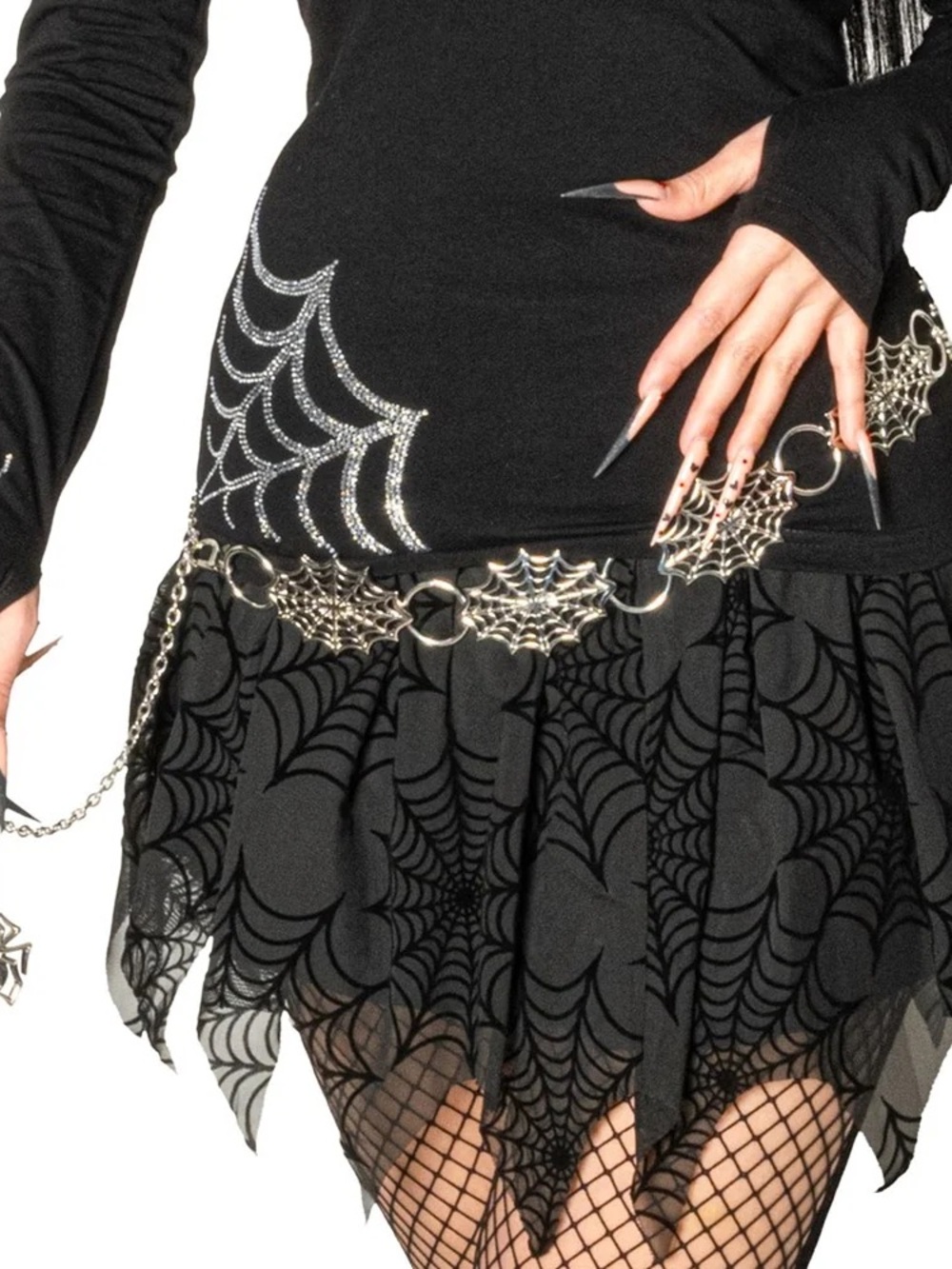 Spiderweb Silver Chain Belt Kreepsville